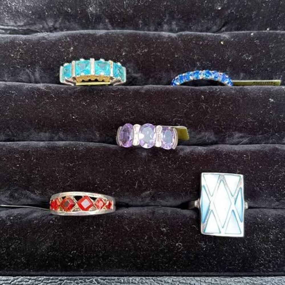 Assorted Fashion Rings with Colorful Gemstones   size 5.75 - 6
